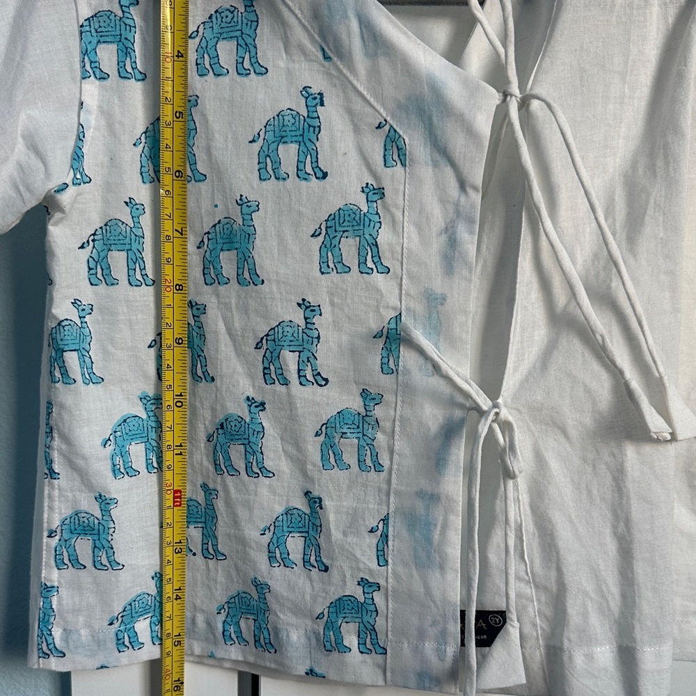 Kids White and Blue Camel Print Indian kurtha set
